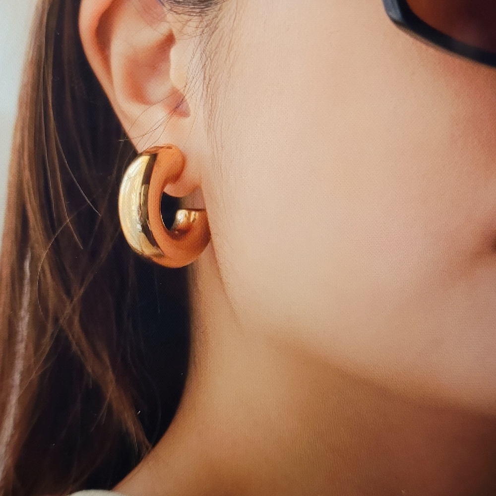 Chunky Hoop Earrings 18K Gold Filled